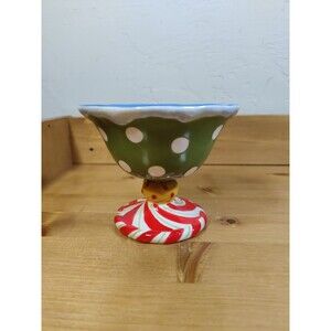 Jill Seale Whimsy Collection 4x5" 2004 Festive Pedestal Christmas Desert Bowl
